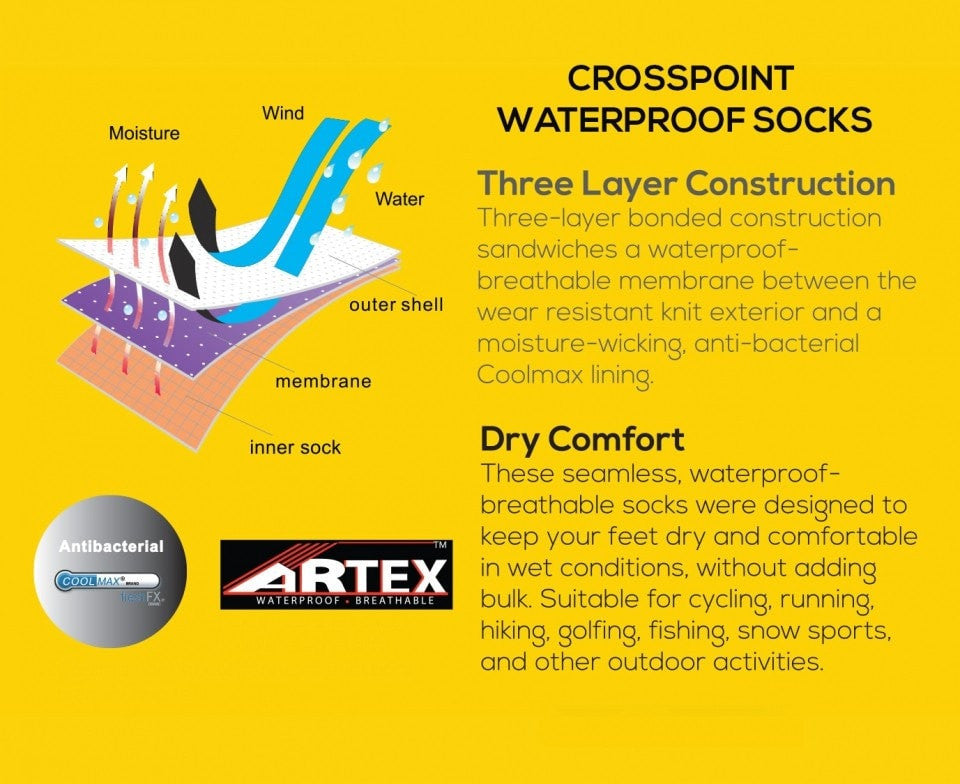 Crosspoint Waterproof Socks: Classic FX
