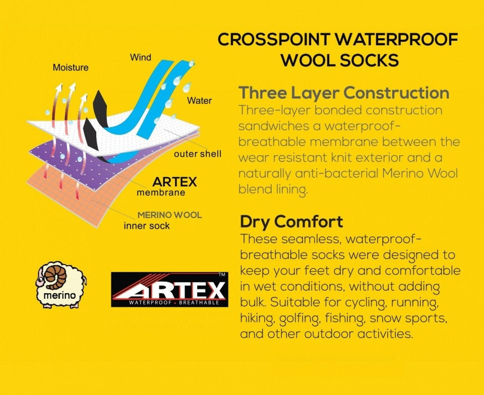 Crosspoint Waterproof Wool Crew Socks